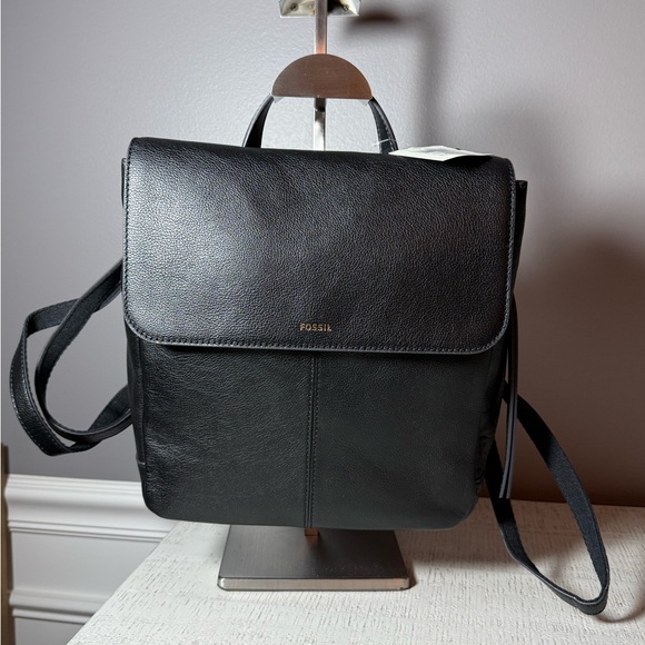 NWT Fossil Claire Backpack Black Genuine Leather SHB1932001